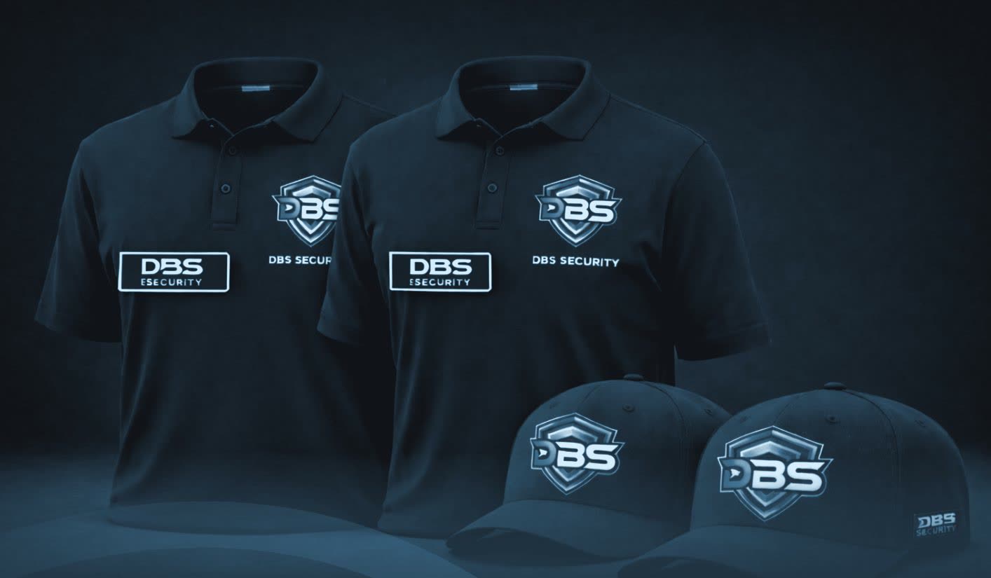 DBS Security branded shirts and caps